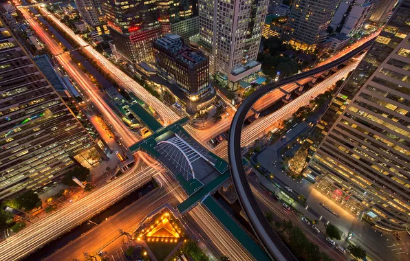 Картинка city, lights, road, night, intersection