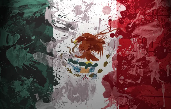 Картинка краски, Мексика, Флаг, орёл