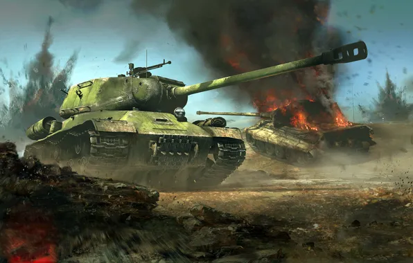 Бой, ИС-2, Königstiger, Тигр II, Короле́вский тигр, советский тяжёлый танк, немецкий тяжёлый танк, war thunder