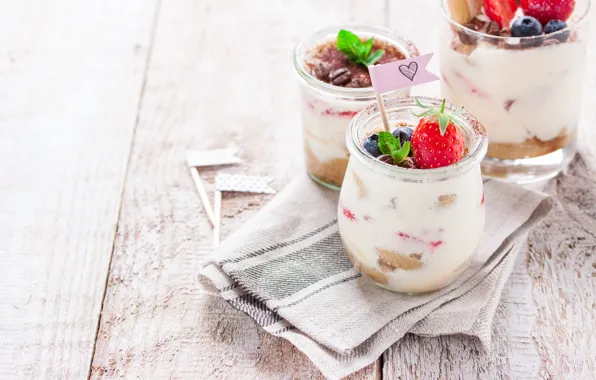 Ягоды, еда, черника, клубника, мята, десерт, dessert, coffe