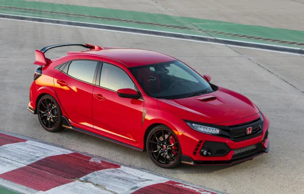 Картинка красный, разметка, Honda, трек, хэтчбэк, пятидверный, 2019, Civic Type R