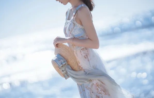 Asian, Model, Coast, Beach, Water, Woman, Ocean, Sea