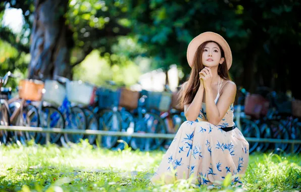 Девушка, платье, азиатка, милашка