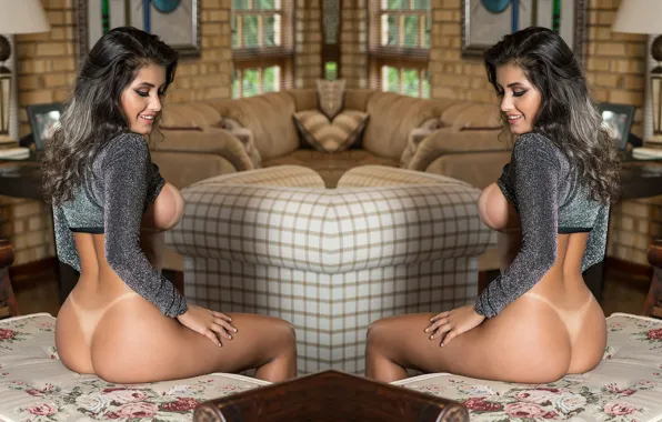 Sexy, ass, blouse, boobs, nude, brunette, erotic, naked