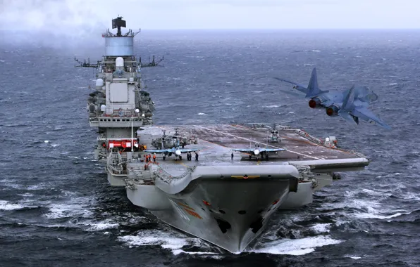 Картинка ВМФ, крейсер, тяжелый, в походе, авианесущий, Адмирал Флота Советского Союза Кузнецов