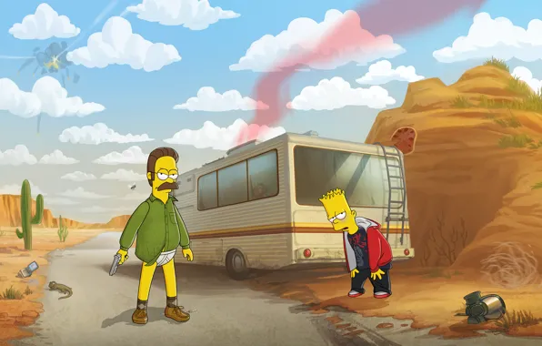 Картинка Breaking Bad, The Simpsons, Ned Flanders, Bart Simpson