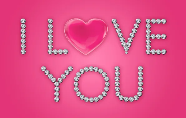 Картинка love, i love you, heart, pink, glamour, brilliant, diamonds, design by Marika
