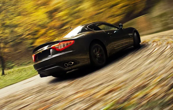 Картинка дорога, Maserati, скорость, размытость, спорткар, GranTurismo