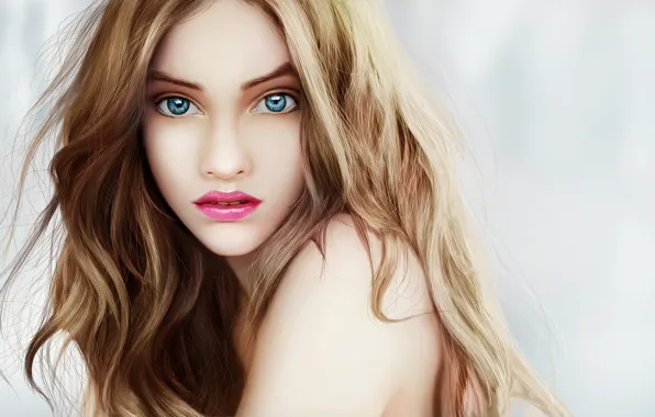Девушка, Взгляд, Губы, Стиль, Лицо, Girl, Волосы, Глаза