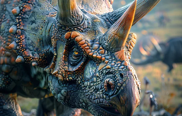 Морда, Динозавр, Рога, Triceratops, Животное, Цифровое искусство, Трицератопс, Древние животные