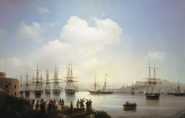 Картина, живопись, Иван Айвазовский, 1846, русская эскадра на Севастопольском рейде