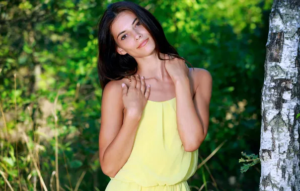 Model, Pose, Aleksandrina, Yellow Top, Woman Outdoors