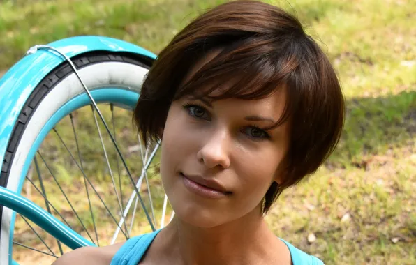 Взгляд, велосипед, лицо, модель, брюнетка, Suzanne a, Susi r