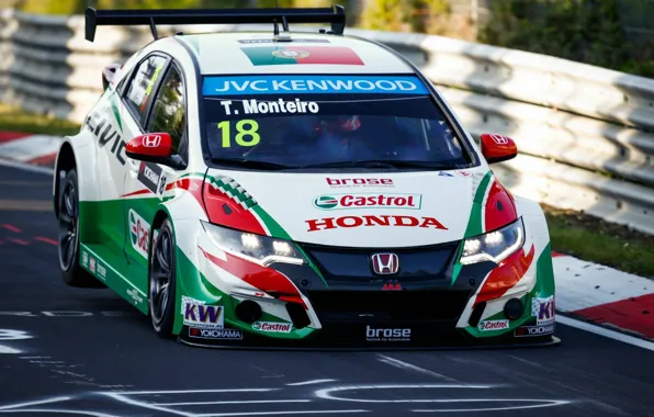 Картинка Honda, Civic, WTCC, Приземление, Tiago Monteiro