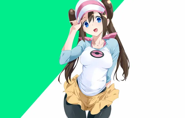 Girl, long hair, brown hair, anime, blue eyes, beautiful, pretty, Pokemon