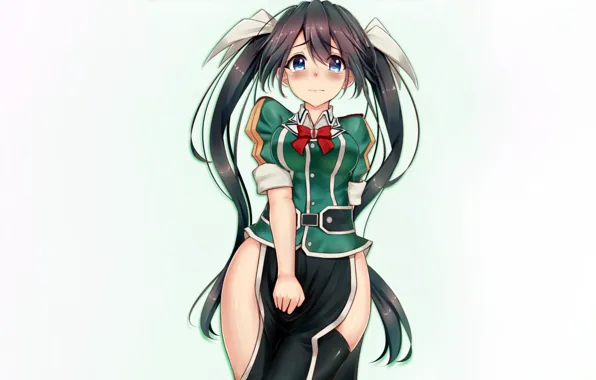 Girl, sexy, blouse, thighhighs, long hair, anime, blue eyes, beautiful