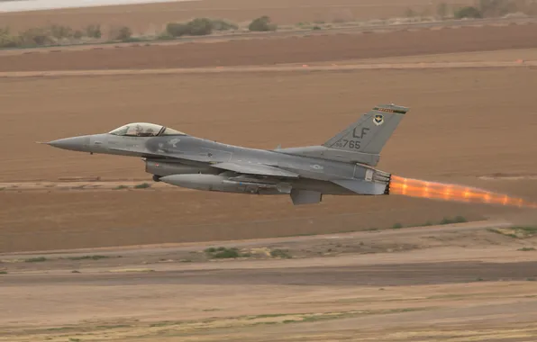 Картинка истребитель, взлет, Fighting Falcon, F-16C, «Файтинг Фалкон»