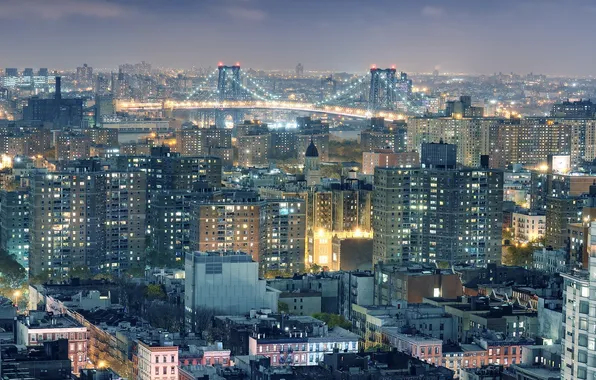 Картинка ночь, огни, нью-йорк, Night, New York City, usa, manhattan, nyc
