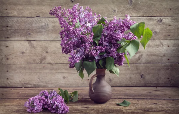 Картинка цветы, букет, кувшин, сирень