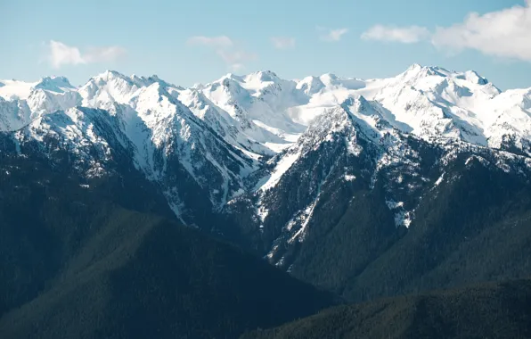 Sky, mountains, snow, peak