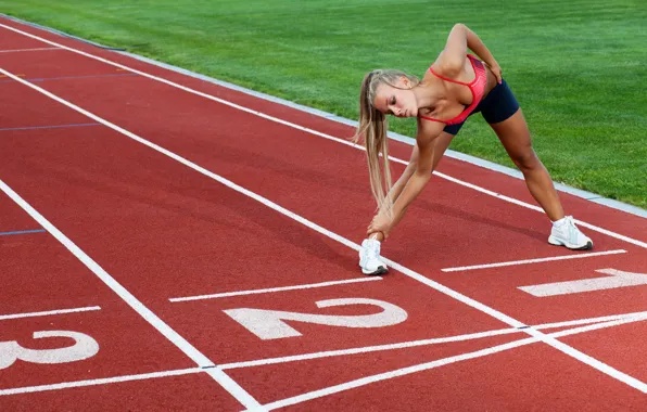 Картинка blonde, female, Athletics, running, elongation, jogging, physical activity outdoor