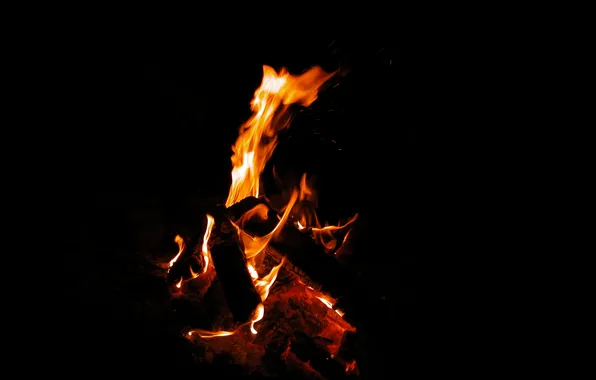 Demon, fire, flame, night, campfire