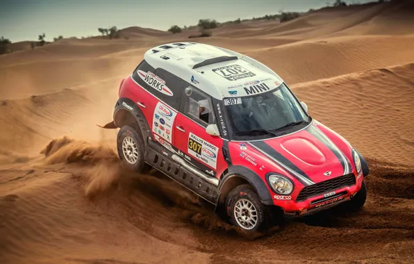 Красный, Mini, Спорт, Машина, Гонка, 307, Rally, Внедорожник