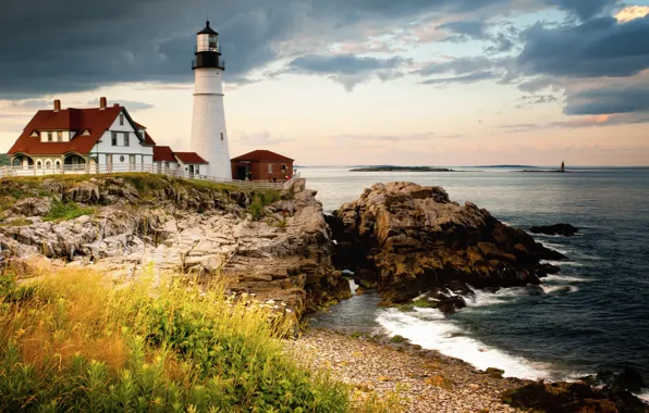House, sky, landscape, nature, lighthouse