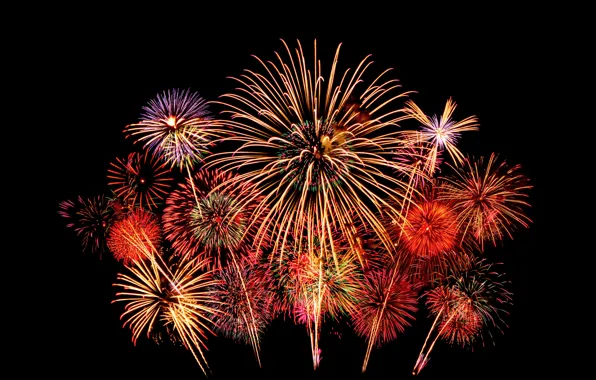 Картинка colorful, night, fireworks, 2017, new year, салют, holiday celebration, happy