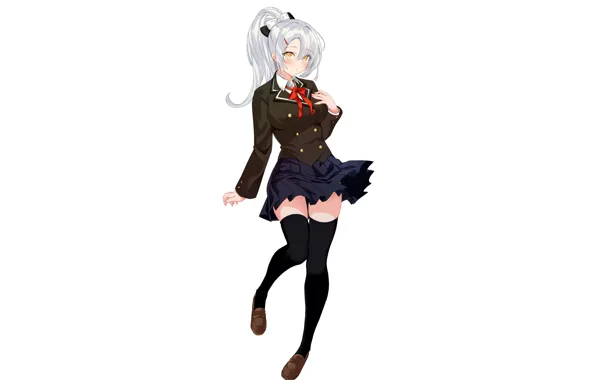 Girl, sexy, blouse, thighhighs, long hair, anime, beautiful, pretty
