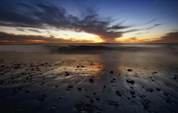 Море, закат, United States, California, San Diego, Point Loma