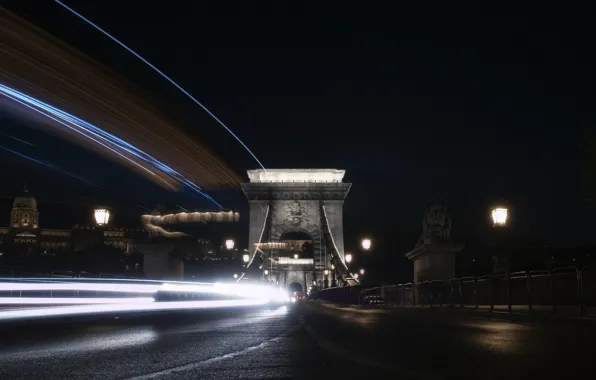 Ночь, город, Budapest, Chain Bridge