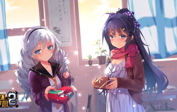 Девушки, подарки, класс, день влюбленных, Kiana Kaslana, Houkai Gakuen, Mei Raiden