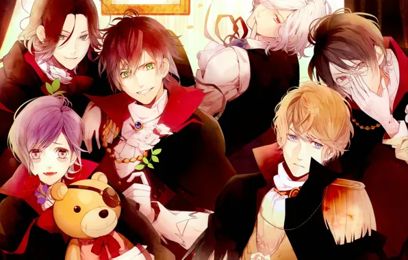 Арт, парни, вампиры, братья, улыбки, Diabolik Lovers