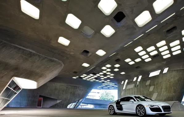 Картинка Здание, Гараж, Audi R8, Архитектура