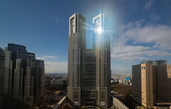 Картинка город, здание, небоскребы, Токио, Ben Torode