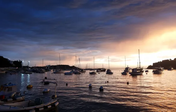 Картинка набережная, sunset, Хорватия, Croatia, Ровинь, Rovinj, Ровиньо