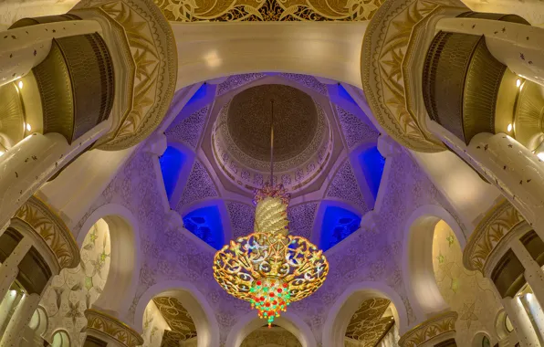 Люстра, зал, ОАЭ, Абу-Даби, мечеть шейха Зайда