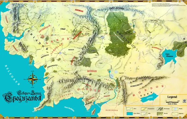 Картинка карта, Дж. Р. Р. Толкин, The Lord of the Rings, John Ronald Reuel Tolkien, Средиземье