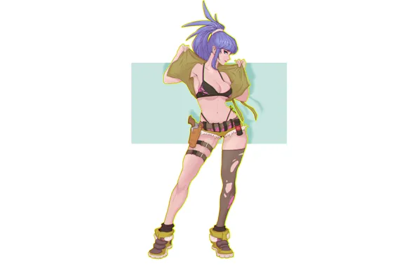Girl, Art, Style, Background, Illustration, Minimalism, Underwear, Figure