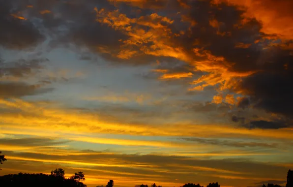 Sky, sunset, cloud
