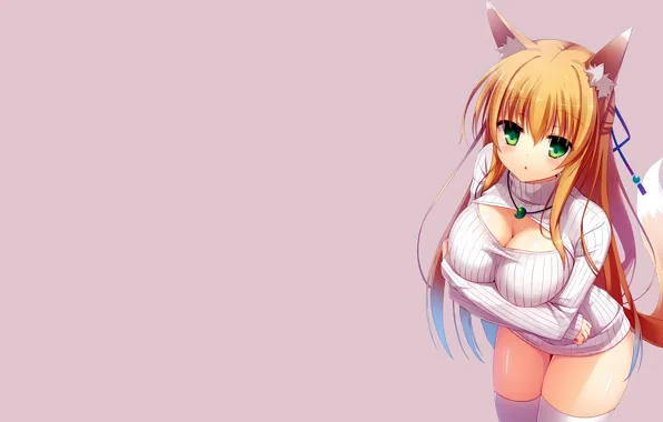 Girl, sexy, cleavage, thighhighs, green eyes, long hair, dress, boobs