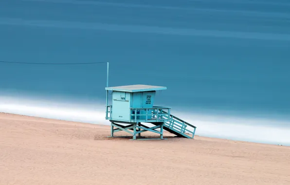 Картинка море, пляж, Калифорния, Лос-Анджелес, Venice Beach, Соединенные Штаты, спасатель башни