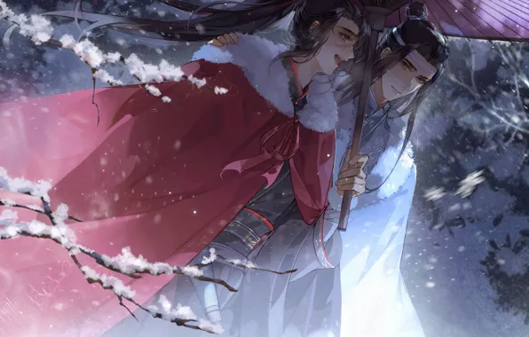 Зима, снег, мужчины, Mo Dao Zu Shi, Wangji Lan, Wuxian Wei, by Aa820733