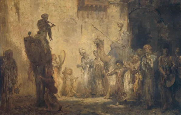 Масло, картина, холст, 1911, жанровая, Marius Alexander Jacques Bauer, Мариус Бауэр, Восточная свадьба