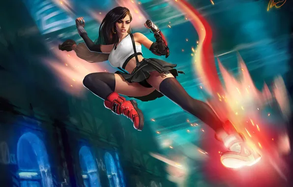 Digital art, fan art, Final Fantasy VII, Tifa Lockhart, video game art, video game characters, …