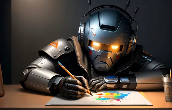 Картинка ручка, ИИ арт, карандаш, Искуственный Интеллект, digital art, цифровое искусство, робот, AI Art