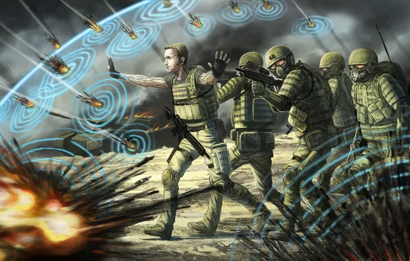 Картинка солдаты, пули, щит, war, psy ops