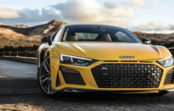 Yellow, Road, Audi R8 V10