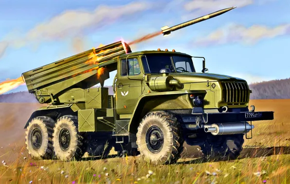 ВС России, Советская, БМ-21, Реактивная система залпового огня, Реактивный снаряд, Калибр 122-мм, ''Град''